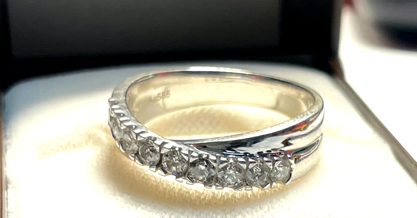 Solider Weißgold 585 Gold 14 K Ring 9 Brillanten 1,0ct. Ø 17,8 mm RG 56 Juwelier11