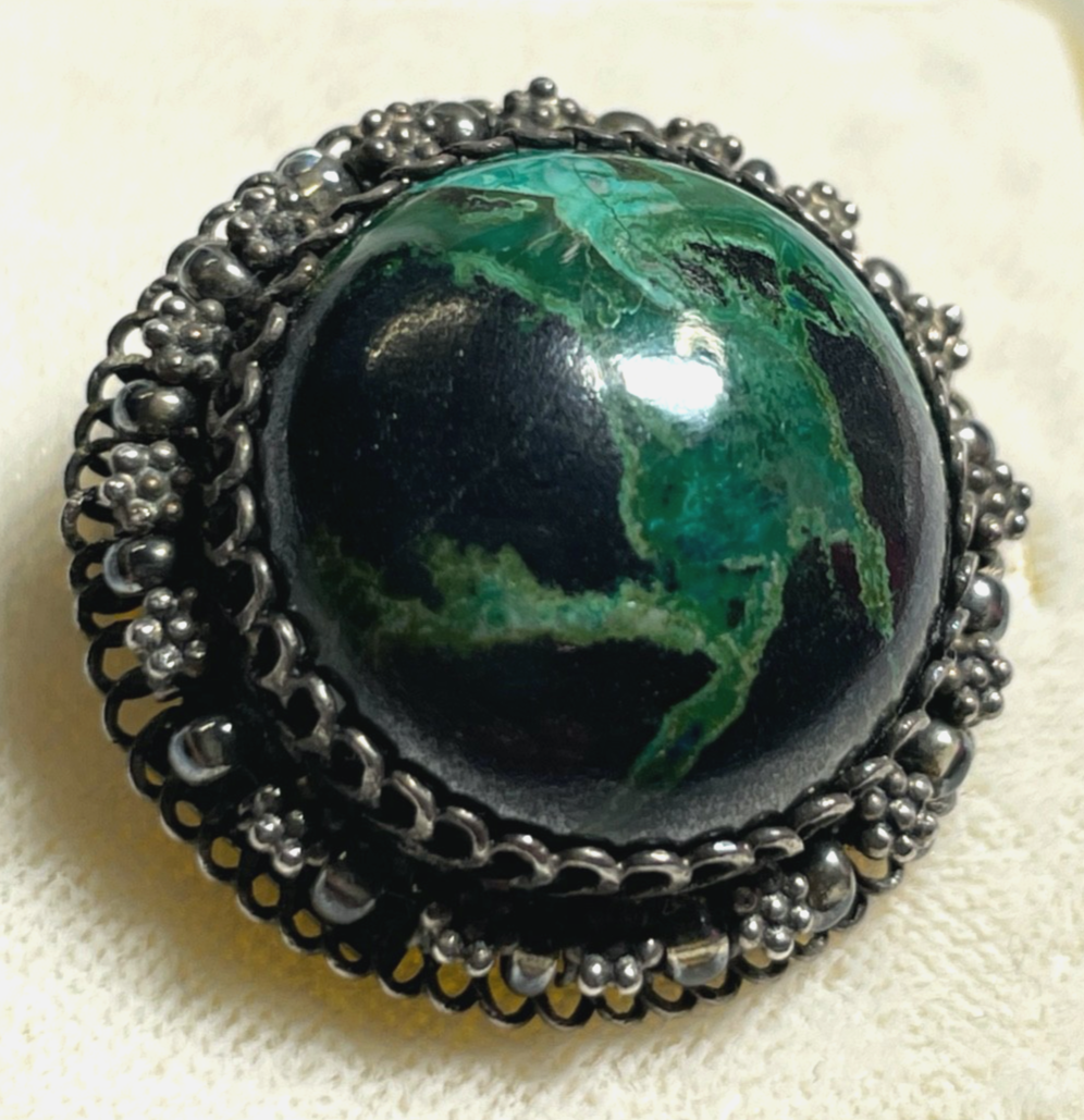 Vintage 925 Sterling Brosche variabler Anhänger mit Eilat Cabochon Handarbeit0