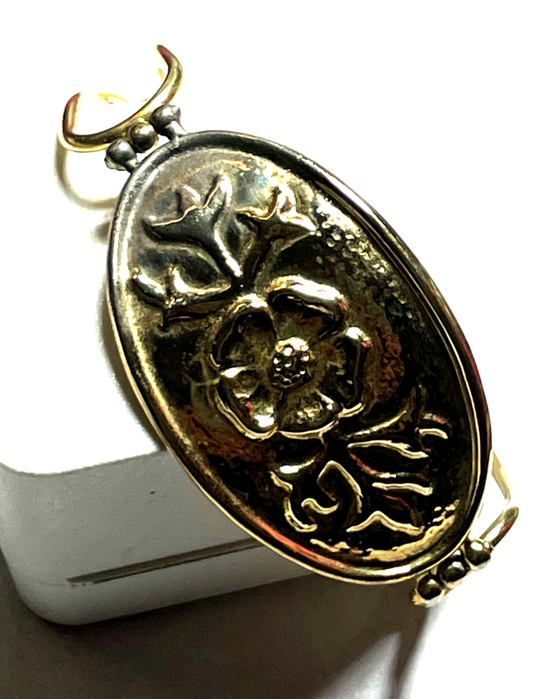 Vintage 925 Silber vergoldet Armband Handarbeit florales Dekor Armreif ähnlich10