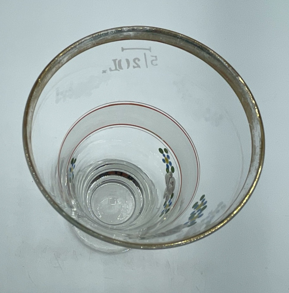 Antik Glas Jugendstil Andenkenglas Vergissmeinnicht Rosen Kaltemaille Malerei2