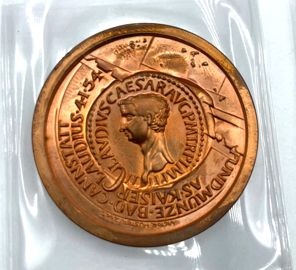 2x vintage Kupfer Münze Cannstadt Römer Kaiser Claudius Fund Gedenk Prägung Ø 482