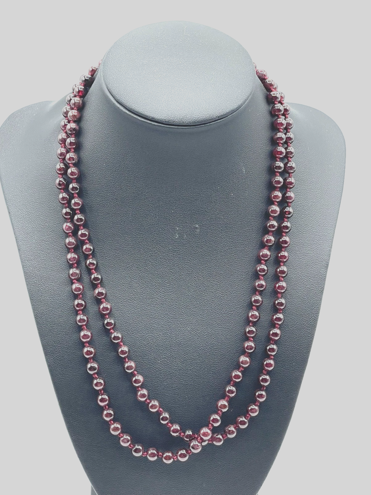 100 cm lange Granat Halskette Kugel ø 5,5 mm mit 585 Weißgold Kugel Schliesse1
