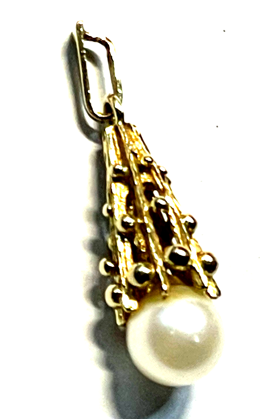 333 Gold 8 K Gelbgold Modernist Anhänger mit Akoya Perle Ø 7 mm L 27 Juwelier5