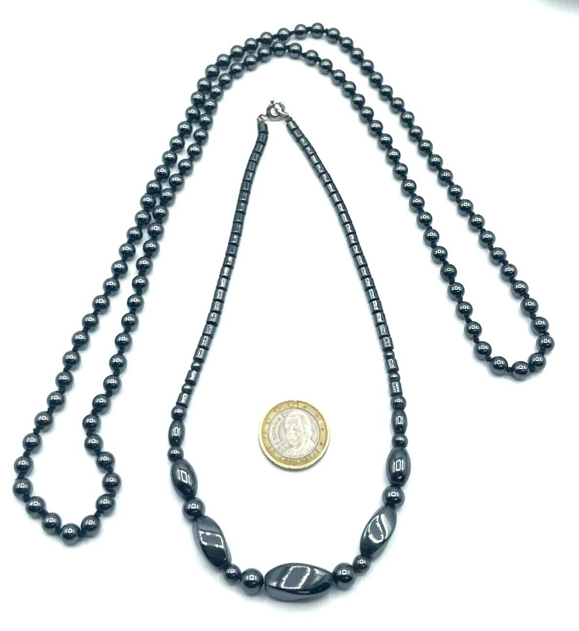 Vintage 2 x Kette Blutstein Hämatit Kugelkette + Collier 925 Silber gepfl. Nr. 20