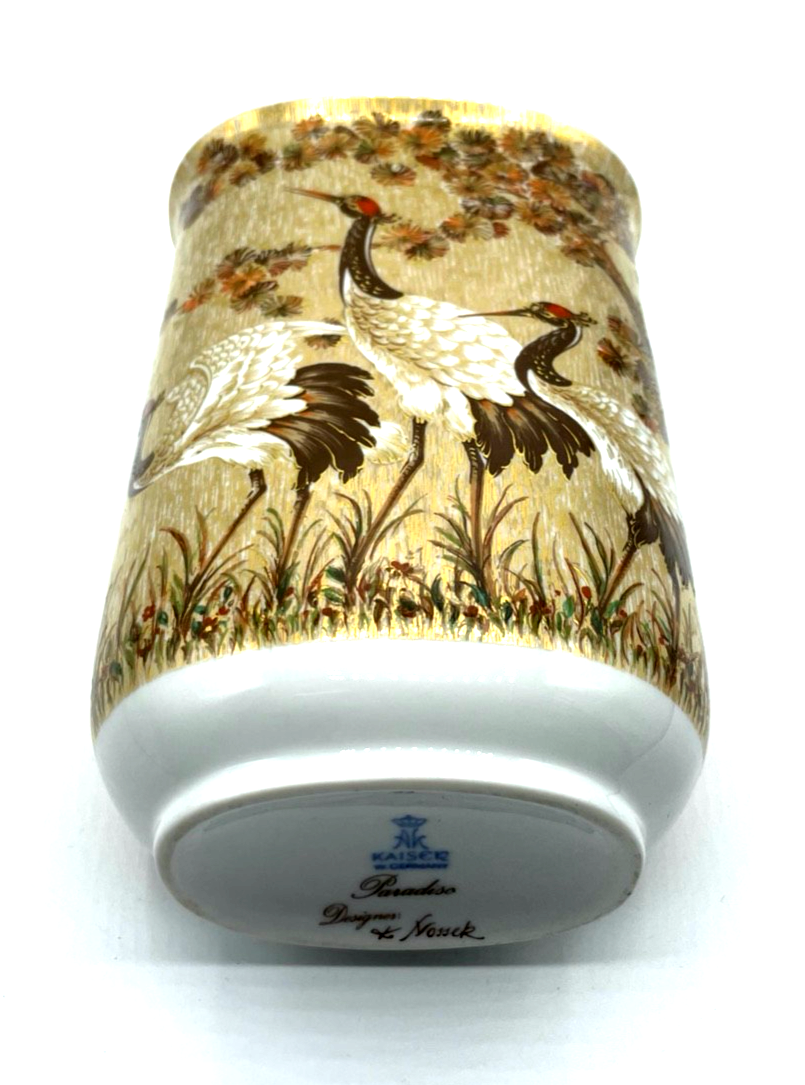 Kaiser Porzellan Vase H 18,5 cm Paradiso K. Nossek Kraniche Golddekor 1A gepfl.5