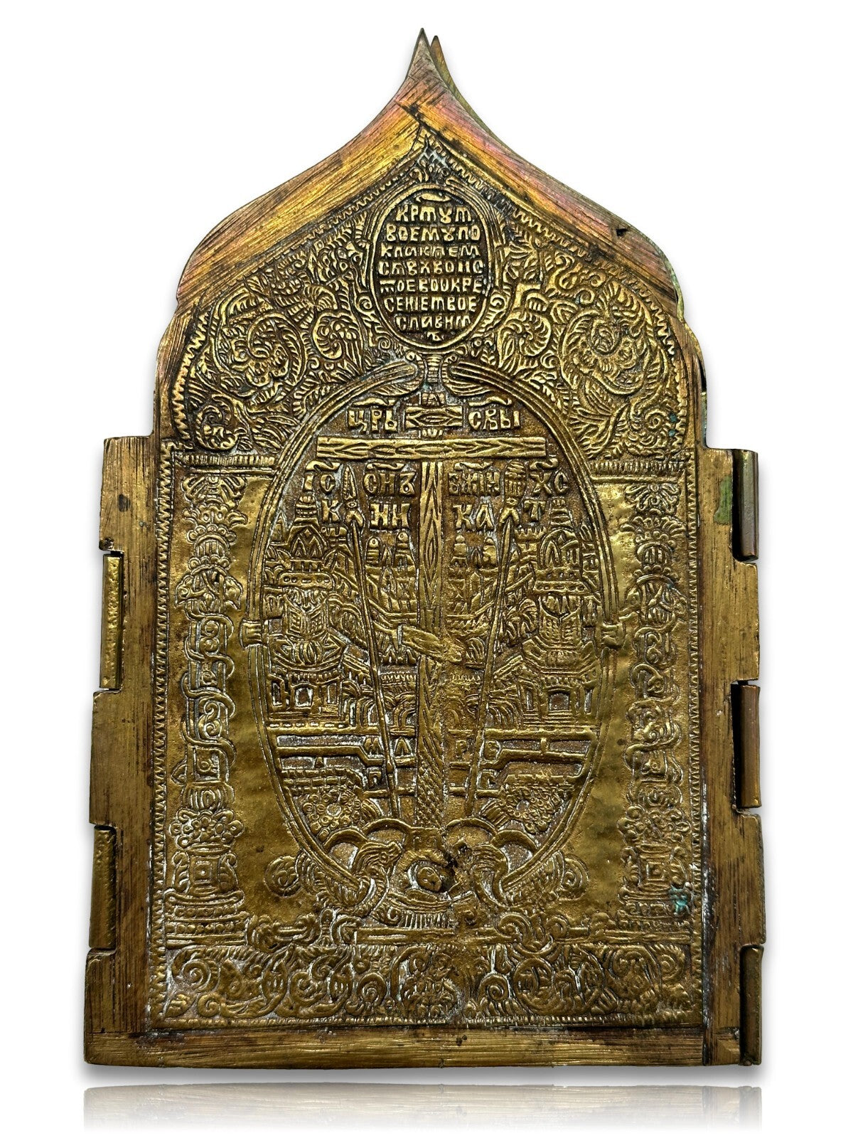 Russische Reise-Ikone - Polyptychon - Bronze - um 1800 - Emailliert - 4-teilig15