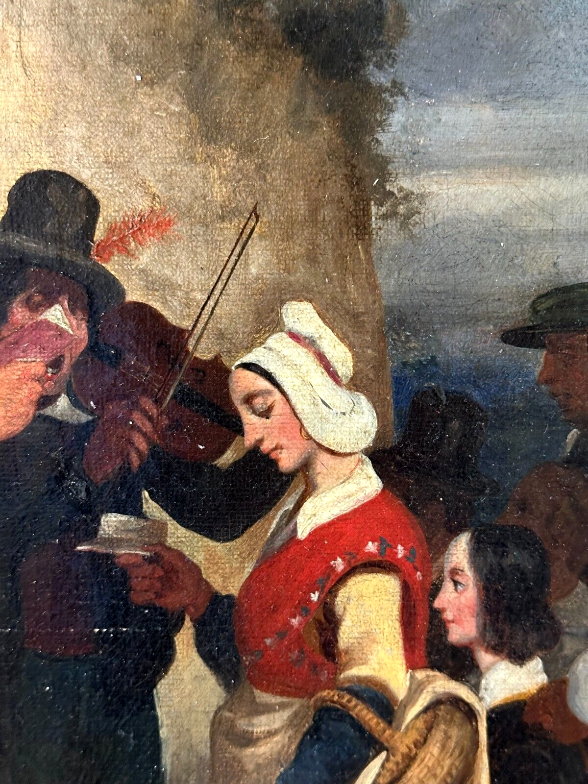 Öl auf Leinwand - Clement Pruche 1811–1890 - Straßenmusiker 1836 - signiert4