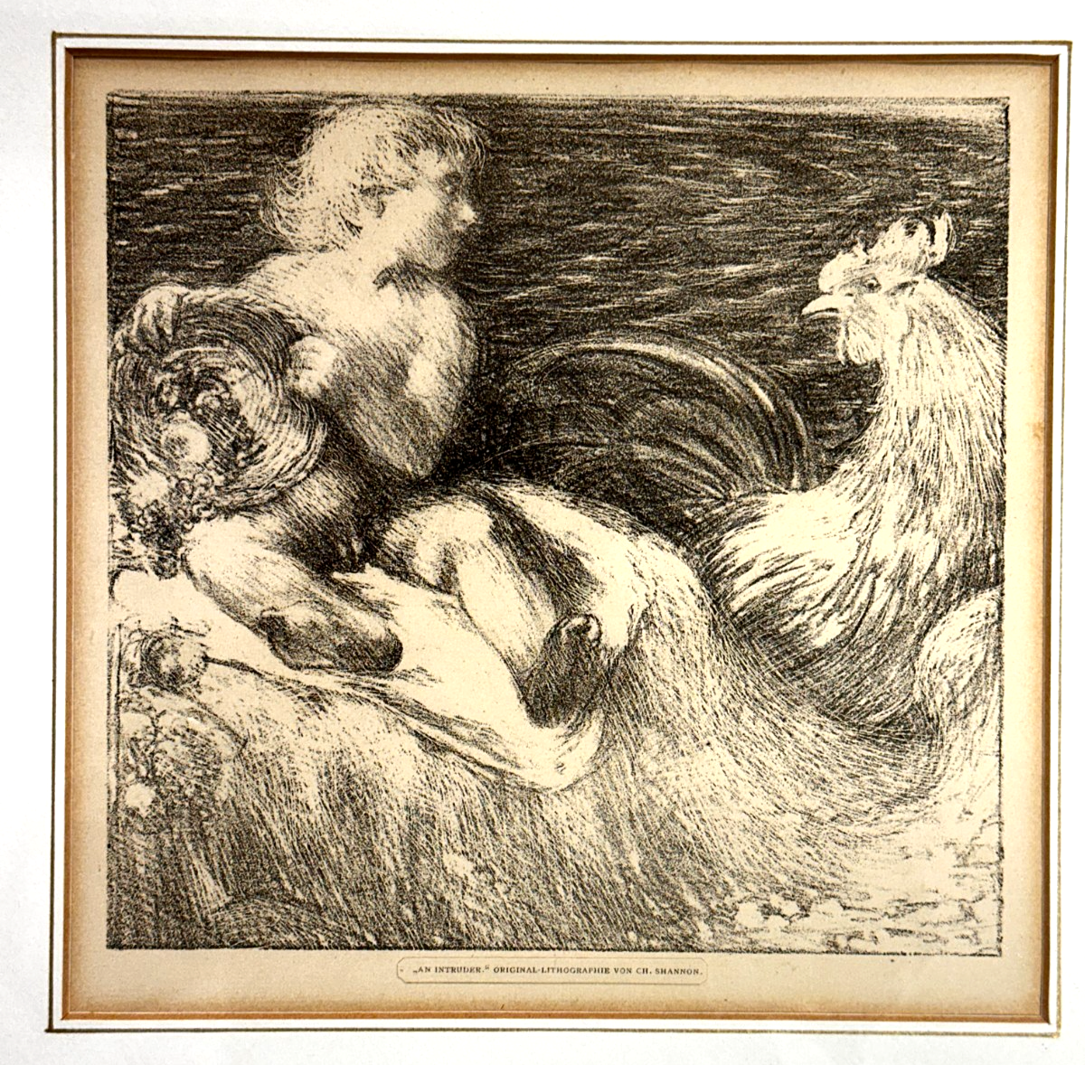 Charles Haslewood Shannon - Lithografie - „An Intruder“ - um 1900 - gerahmt1
