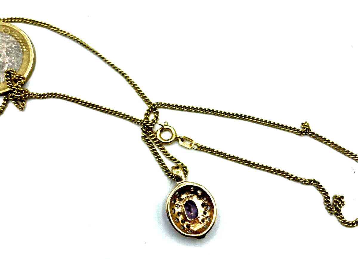925 Silber vergoldet graziler klassischer Anhänger Amethyst Zirkonia mit Kette6