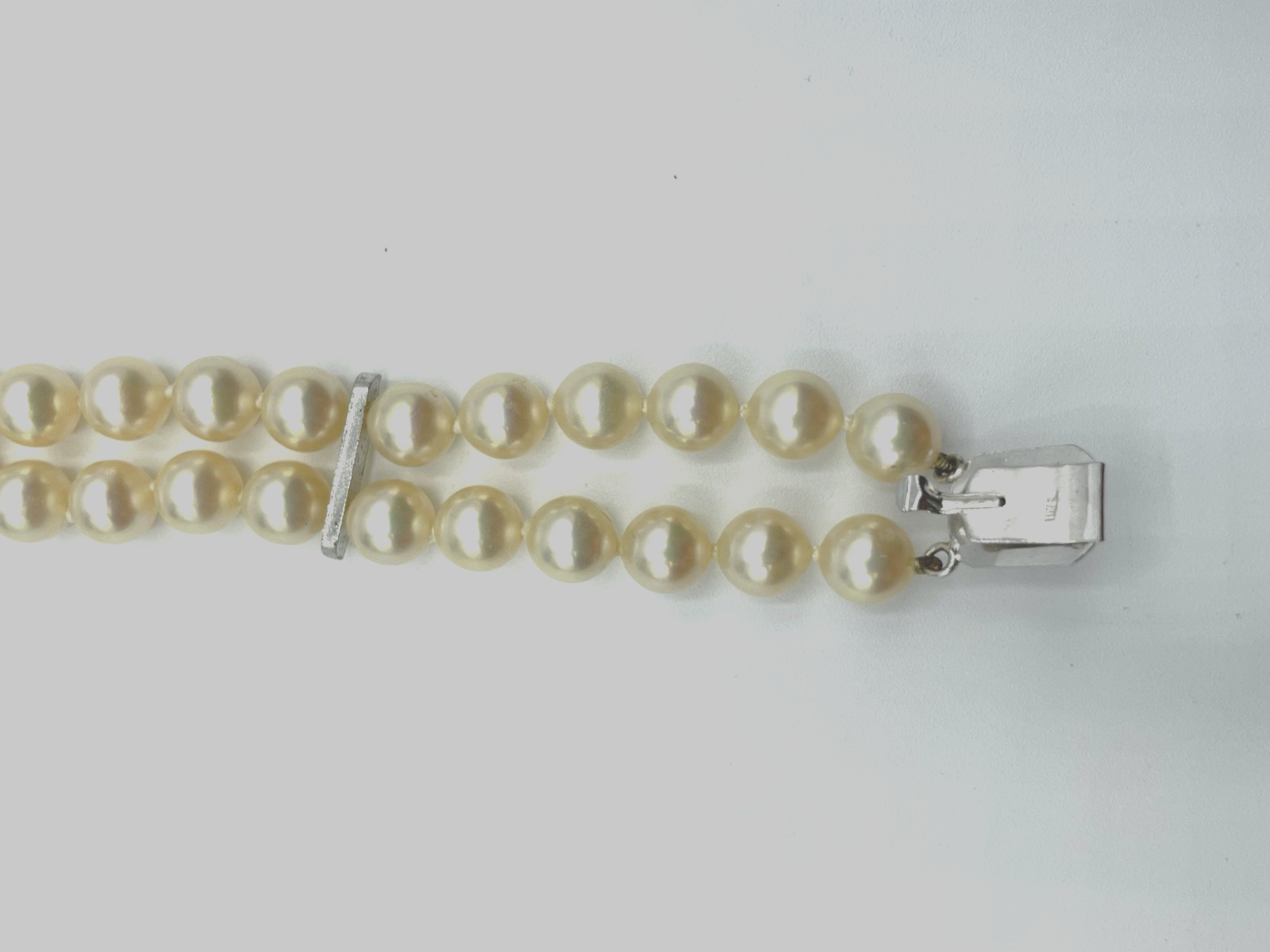 Zweireihiges Mallorca Perlen Armband mit 925 Silber Schliesse gepfl. L 17,5 cm4