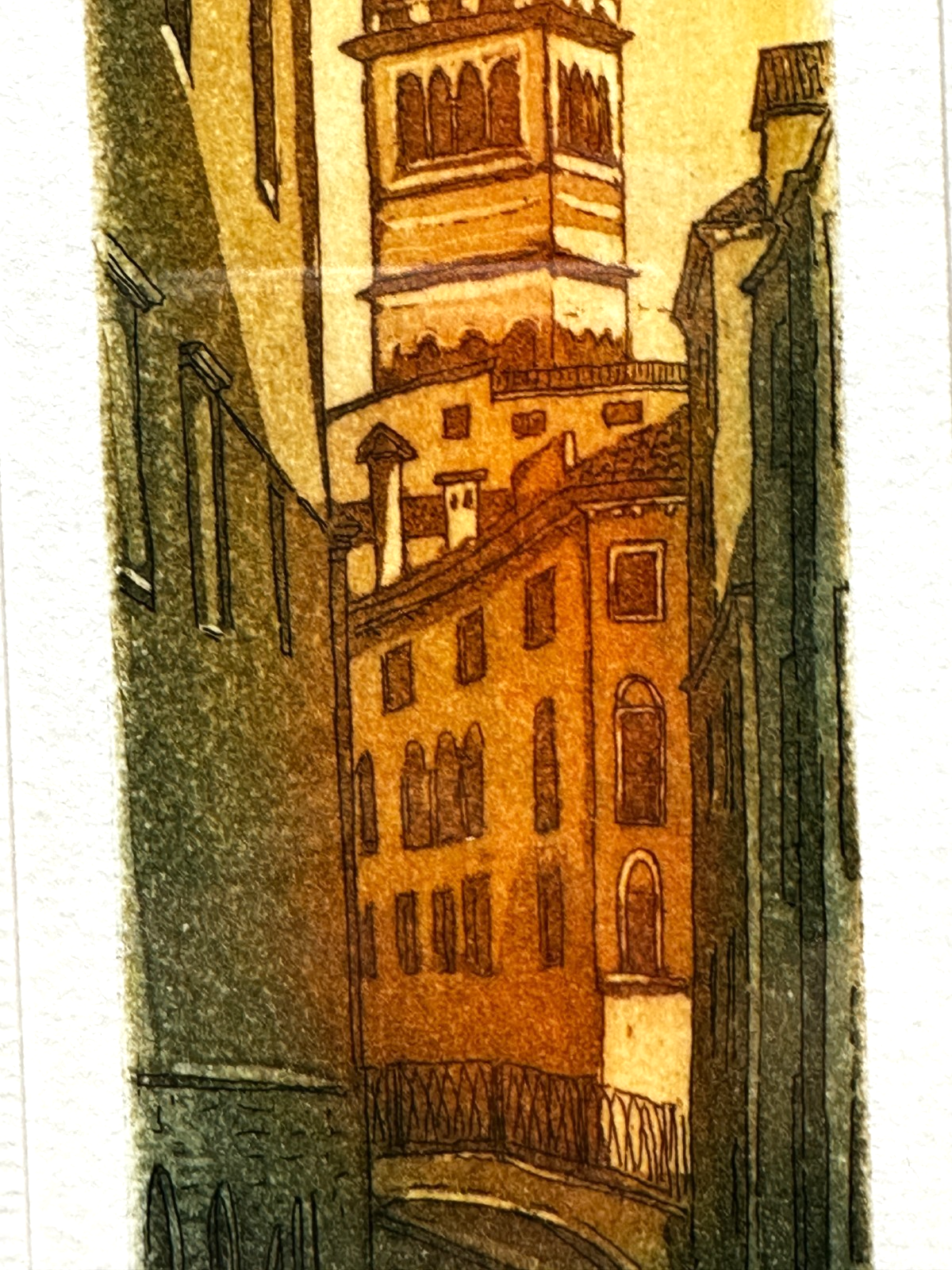 Cadore - 1991 Farbradierung Venedig Campanile/Kanal – 27/44 nummeriert – Rahmen4