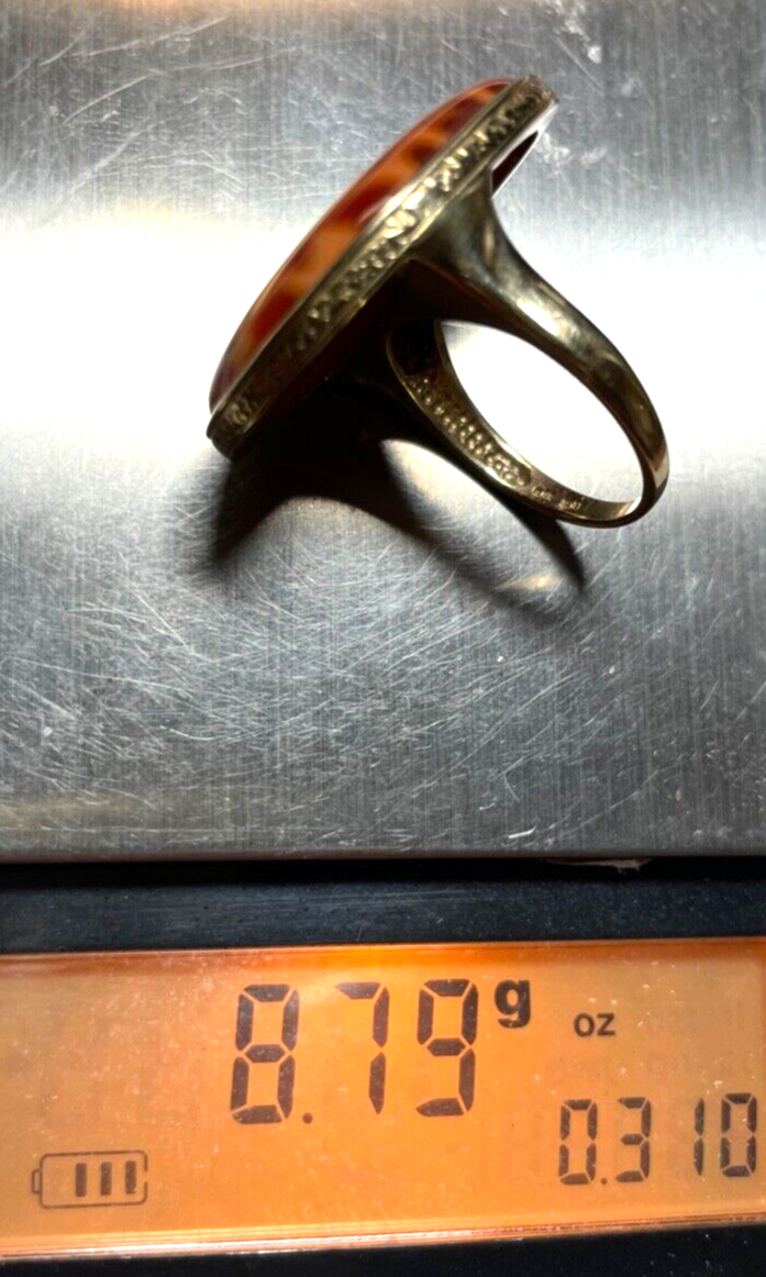 375 Gold 9 K Ring großer herrlicher Feuerachat RG 54 Juwelier solide Qualität12