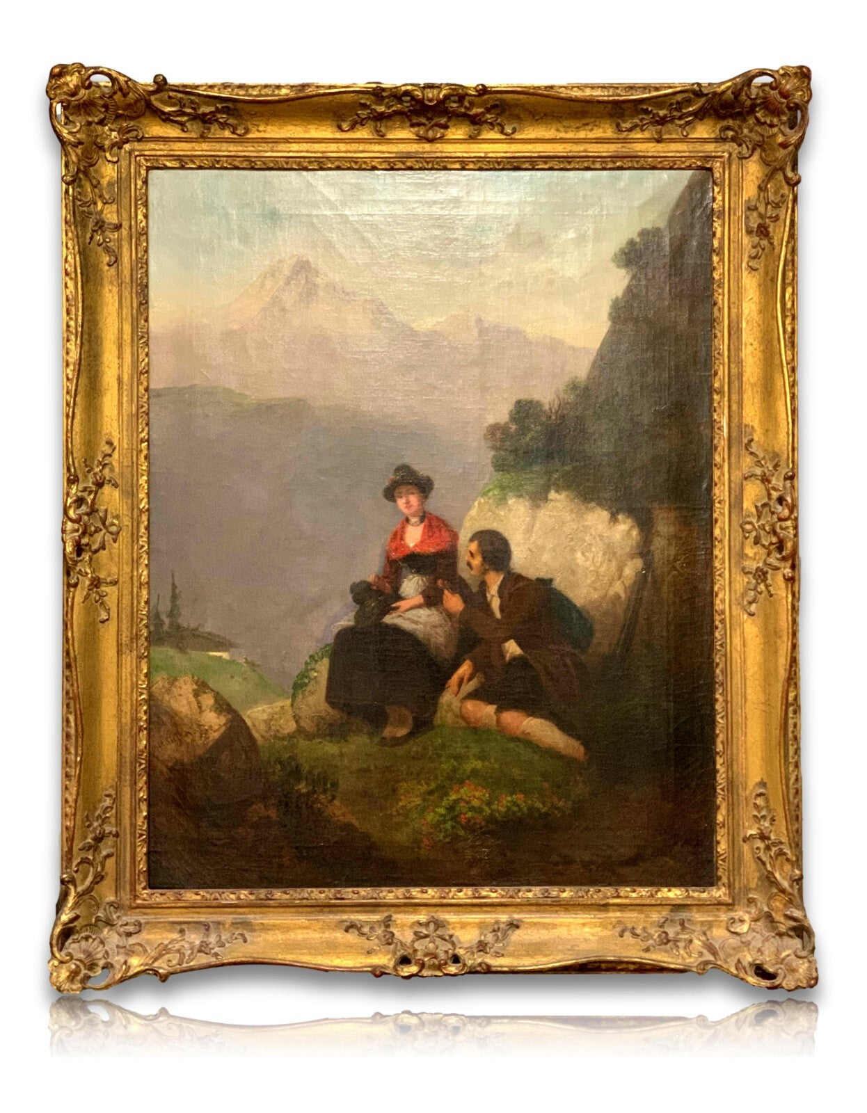 August Vischer 1821-1898 - Öl auf Leinwand - Romantik - Genremalerei - signiert0