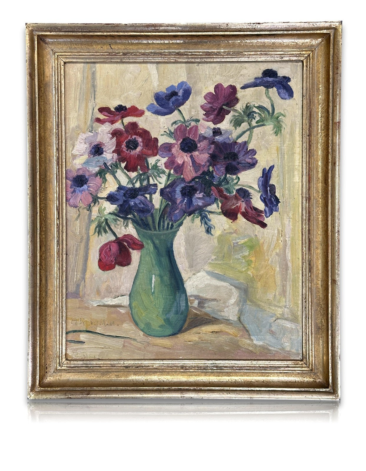 Hermann L. Umgelter – Stillleben mit Anemonen in Vase - Öl auf Leinwand - sig.0
