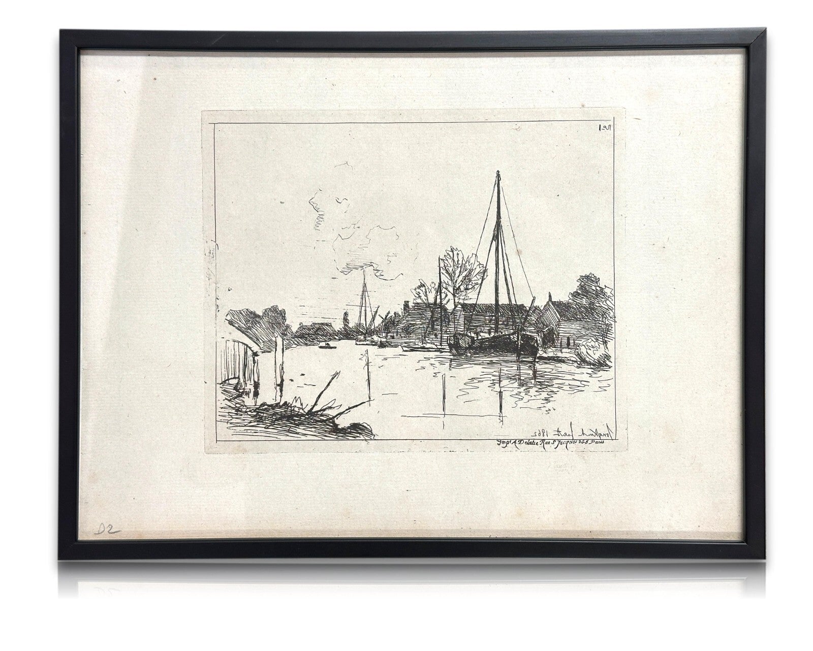 Johan Barthold Jongkind 1819-1891 - Radierung aus dem Jahr 1865 - 'Le Canal'0
