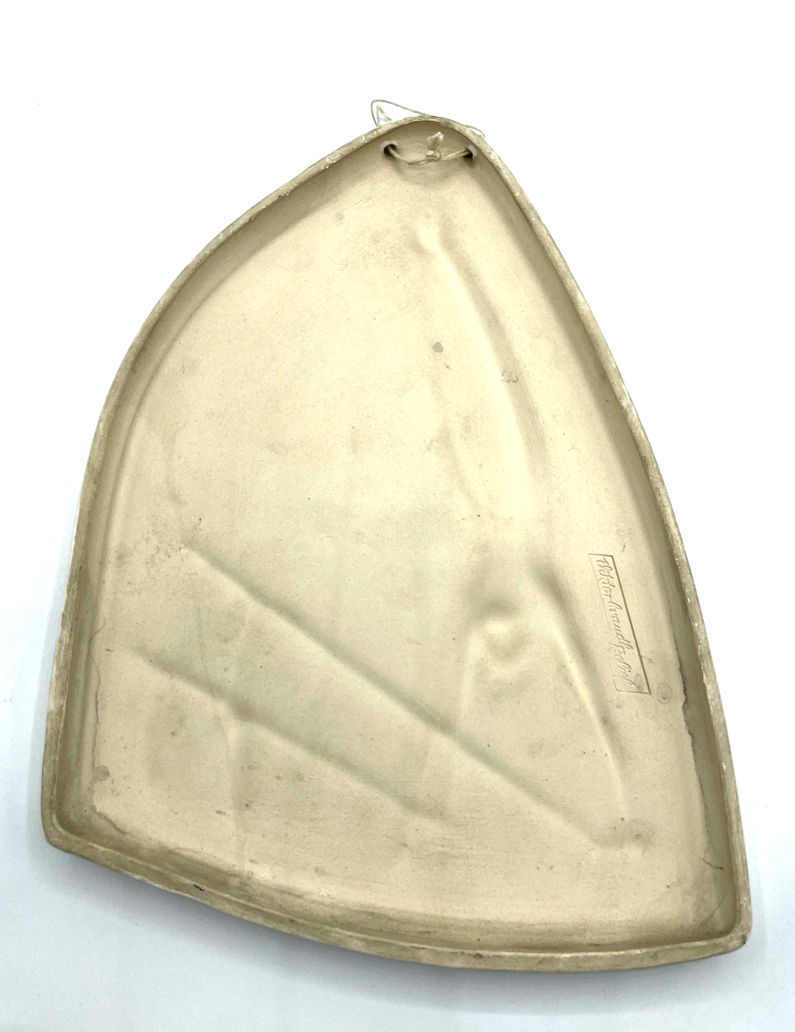 mid century Wandbild Craquelé Keramik Relief Sportler Turner signiert H 28 cm4
