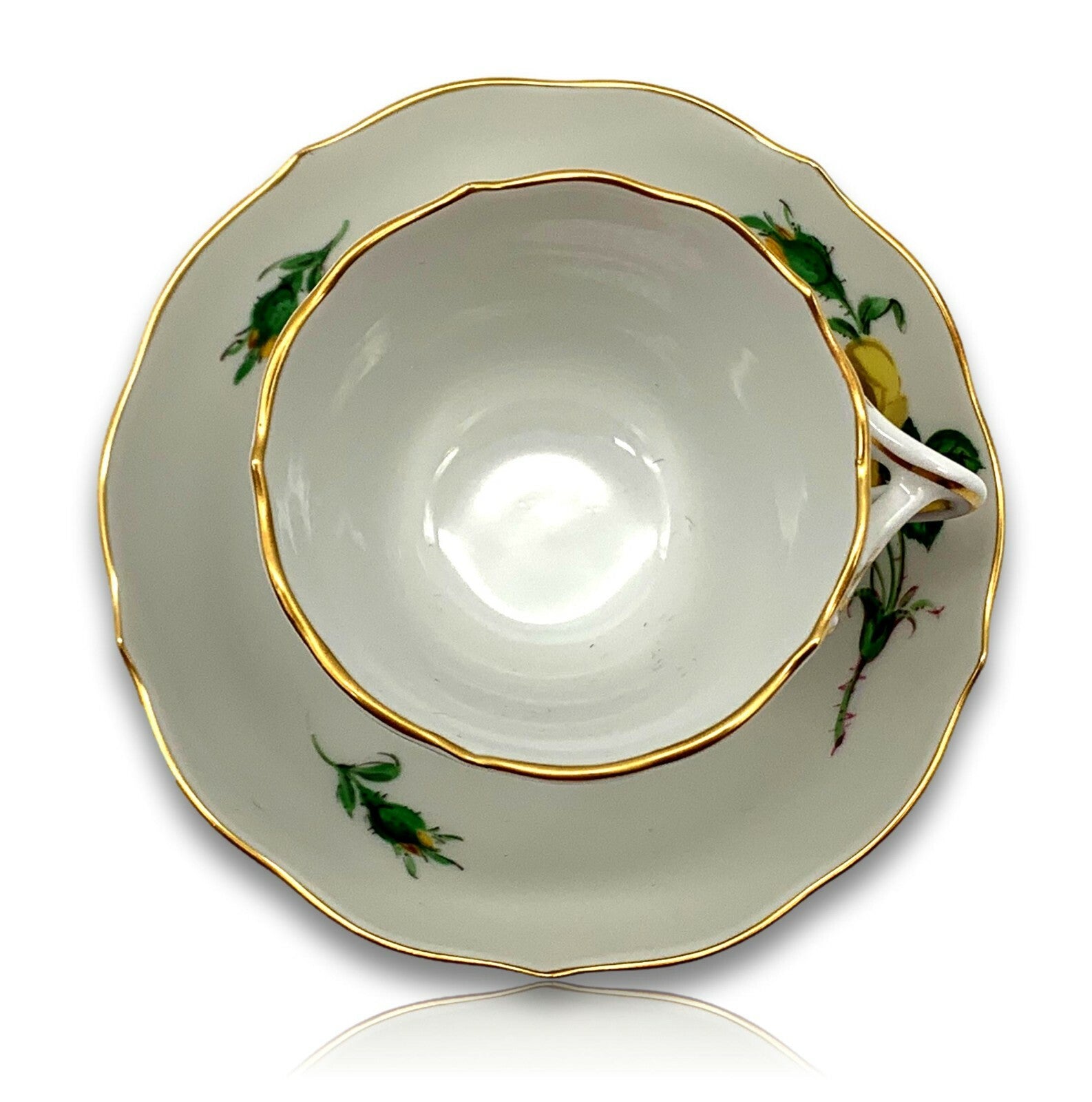 Meissen - Mokkatasse - Dekor Gelbe Rose - Handbemalt - Goldstaffage4