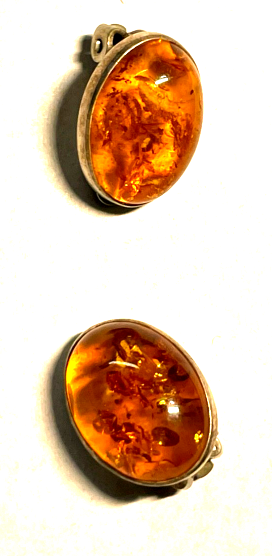 Elegante 925 Silber Ohrringe Ohrstecker Bernstein Cabochon L 16 mm B 13 mm1