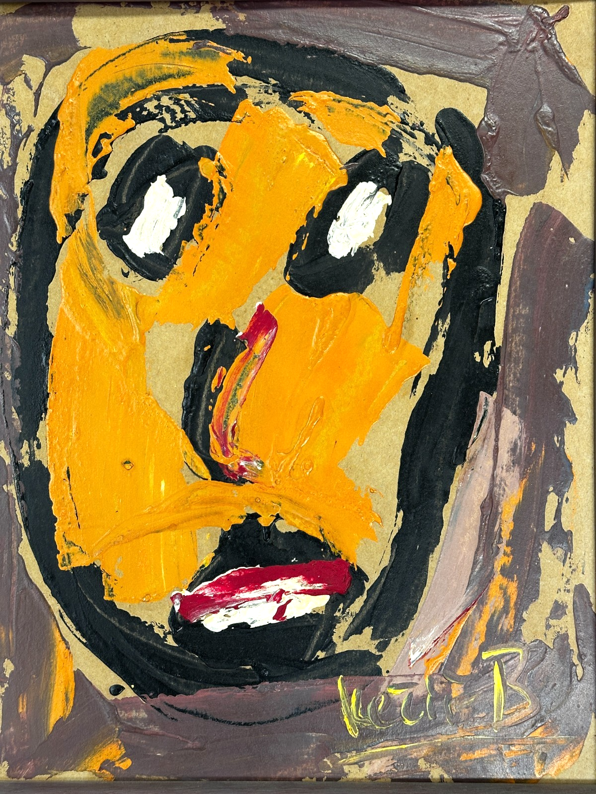 Bohumil Samuel Kečíř – expressives Portrait/Maskenbild - signiert - gerahmt1