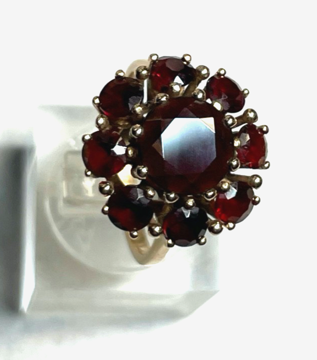 585 Gold 14 K Ring Roségold 9 x Granat Ø16,5 mm RG 52 solide Handarbeit Juwelier1