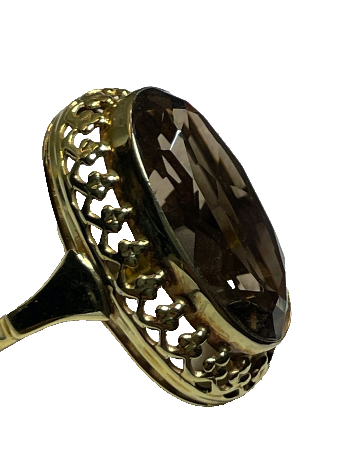 Vintage Design 333 Gold 8 K Ring Rauchquarz Ø 17,5 mm RG 55 Juwelier wunderschön9