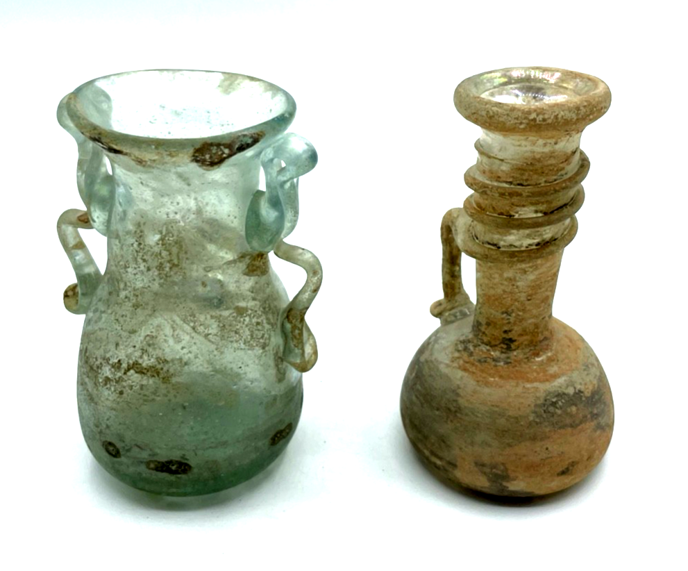 Vintage dekorative Museum Replik 2 kleine Glas Behälter nach römischem Vorbild3