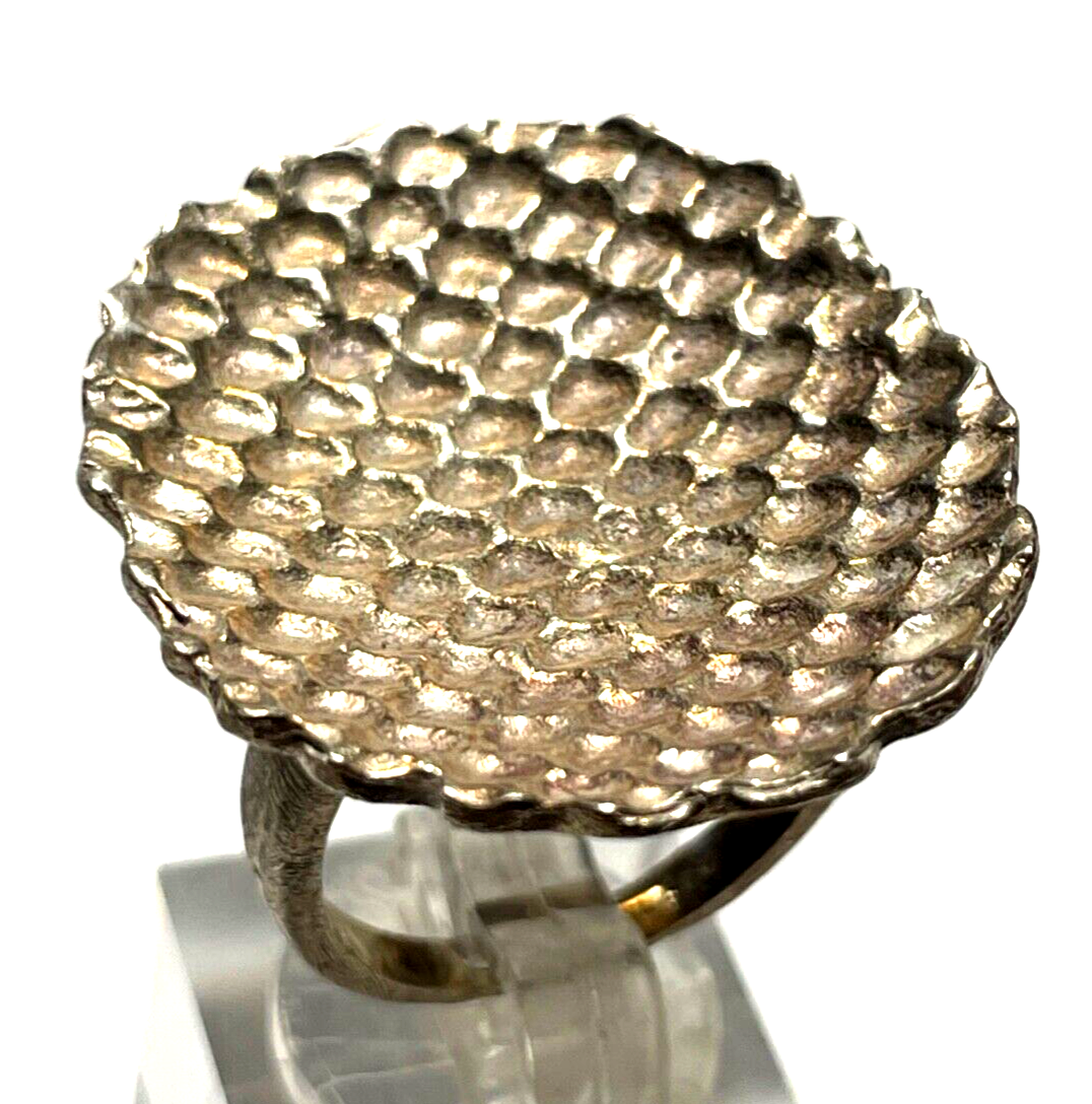 Solider stattlicher 925 Silber Ring Designer Schmuck Waffeloptik gebürstet RG 542