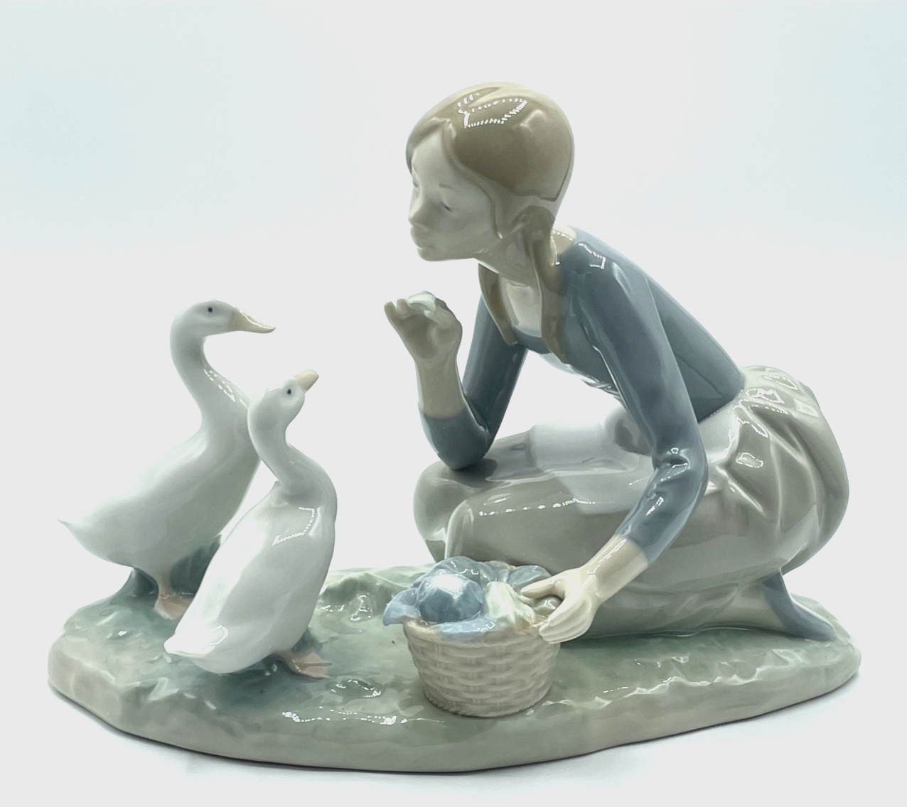 Vintage Lladro Porzellan Figur 4849 food for ducks Enten füttern top condition8