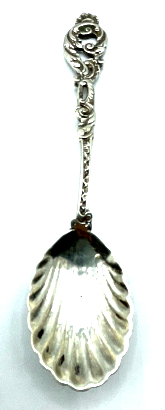 Antik  800 Silber Zuckerlöffel Historismus L 11,8 cm style rocaille gepflegt1