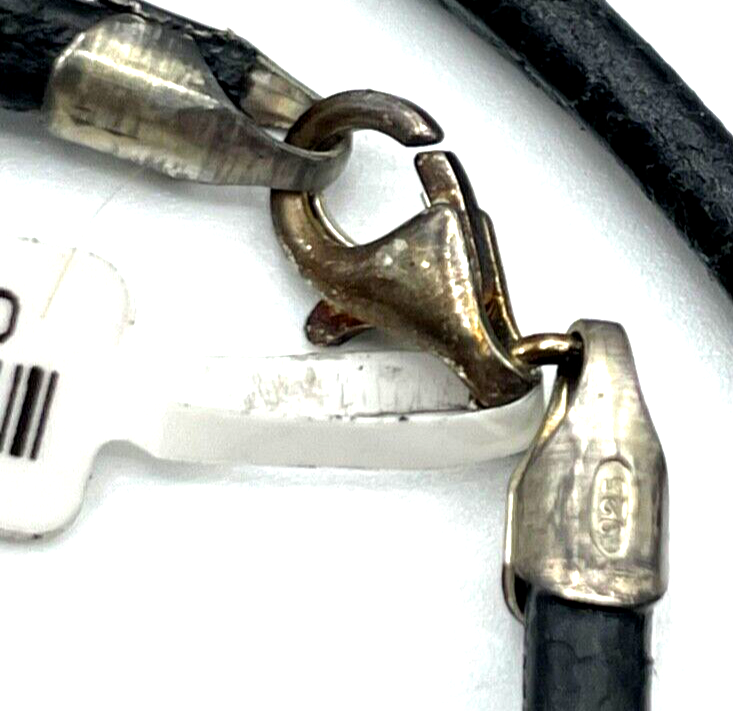 4x ungetragen POLICE Leder Band mit 925 Silber Karabiner L 45 cm B 3 mm neu2