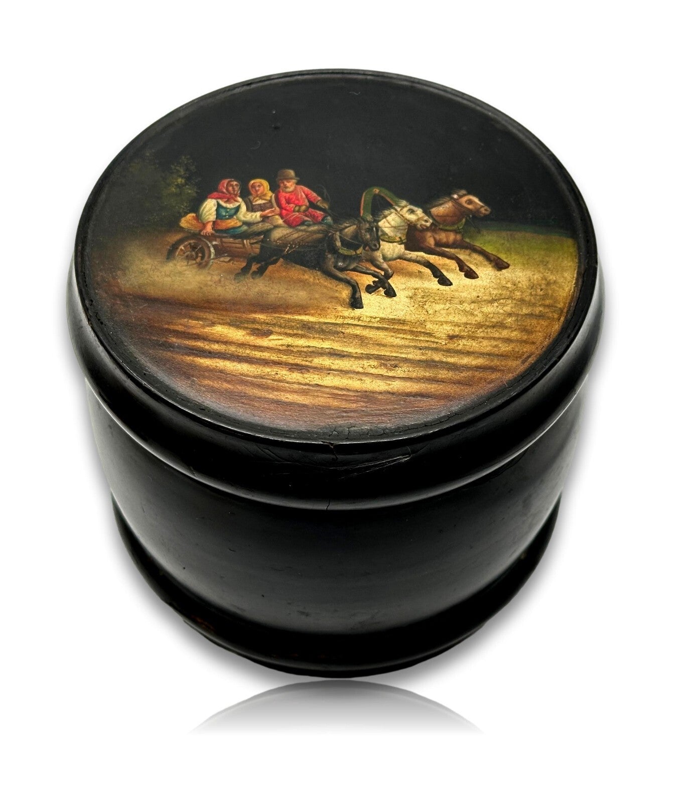 Lackdose Tabakdose  große Tabatiere - Pappmaché - Handbemalt - Russland um 19000