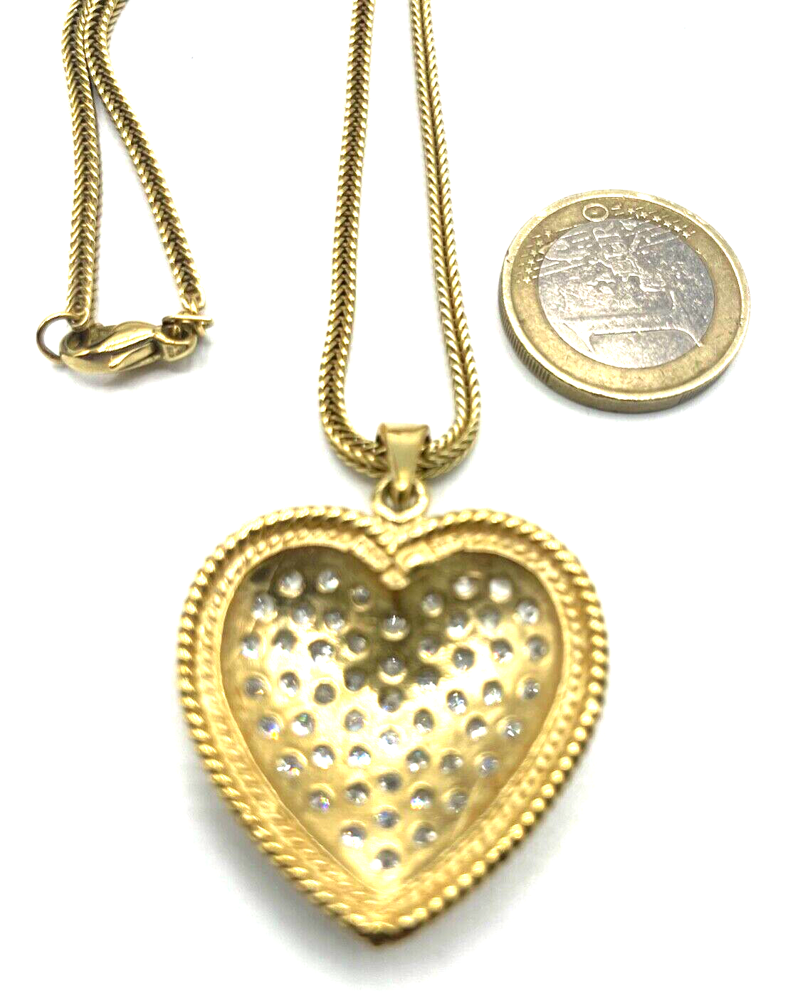 925 Silber Fuchsschwanz Kette  prächtiger Herz Anhänger Zirkonia vergoldet neuw.8