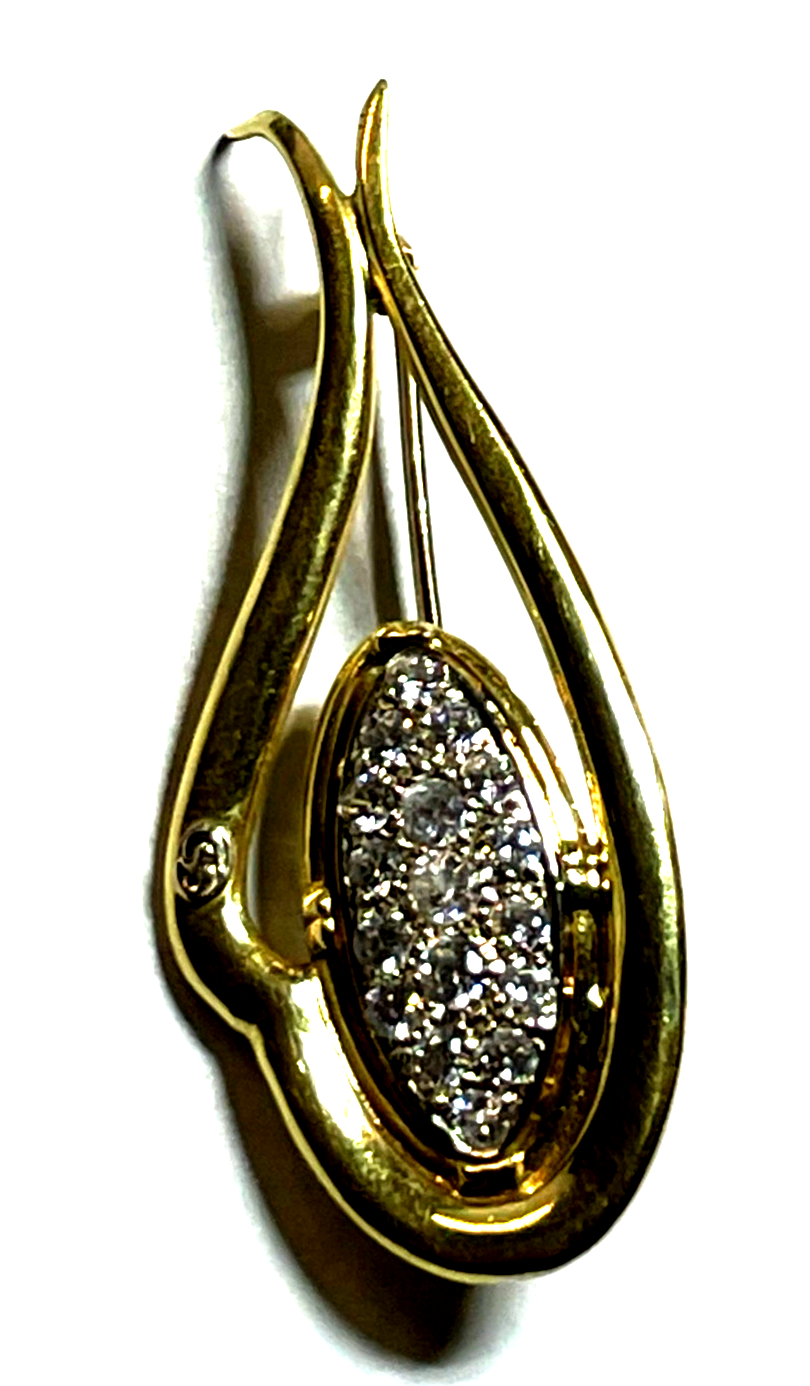 750 Gold 18 K Gold Brosche Anstecknadel Juwelier funkelnder weißer Topas Besatz9