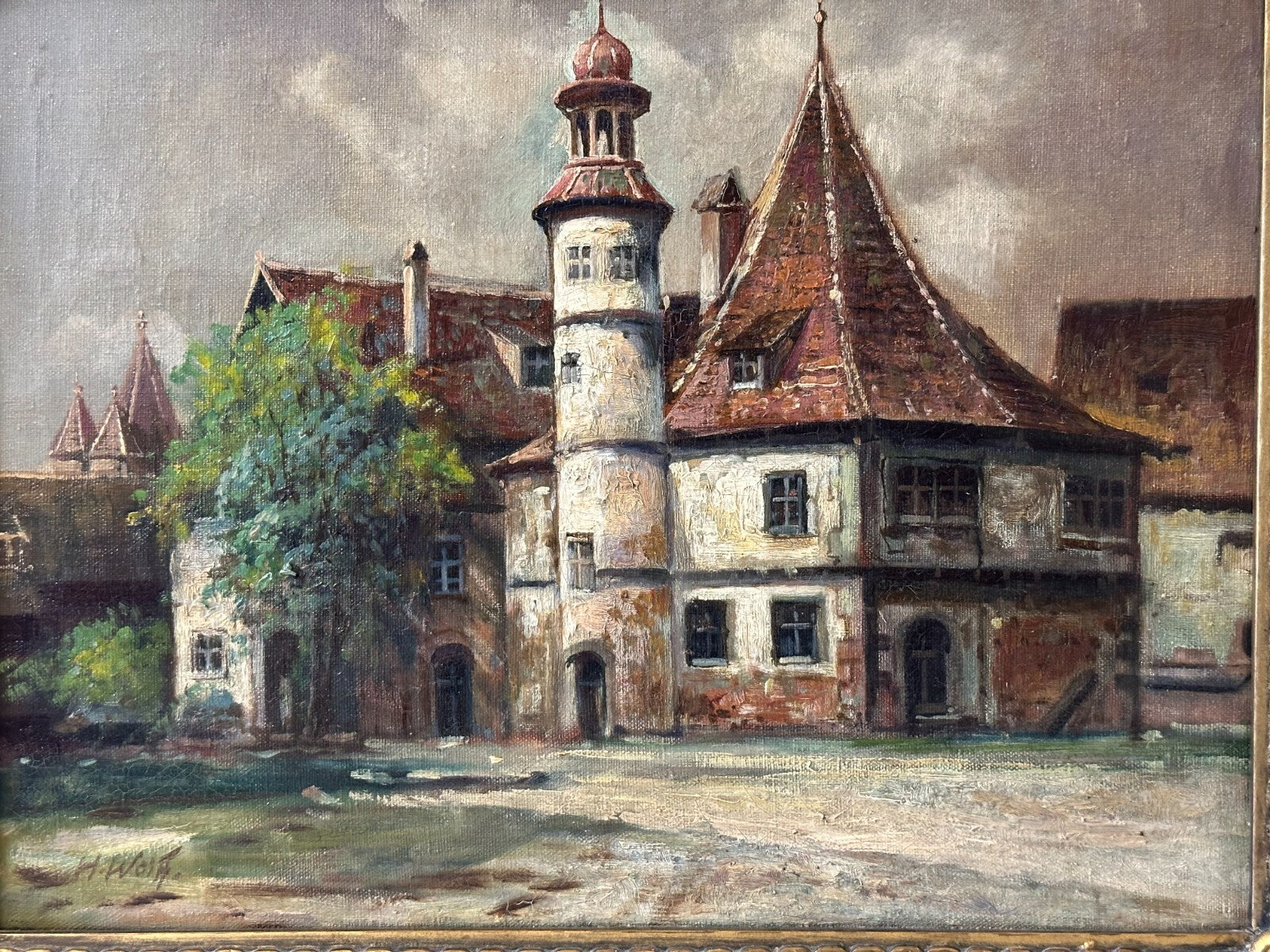 Öl auf Leinwand - Hermann Wolff - Hegereiterhaus Rothenburg a. d. T. - signiert2