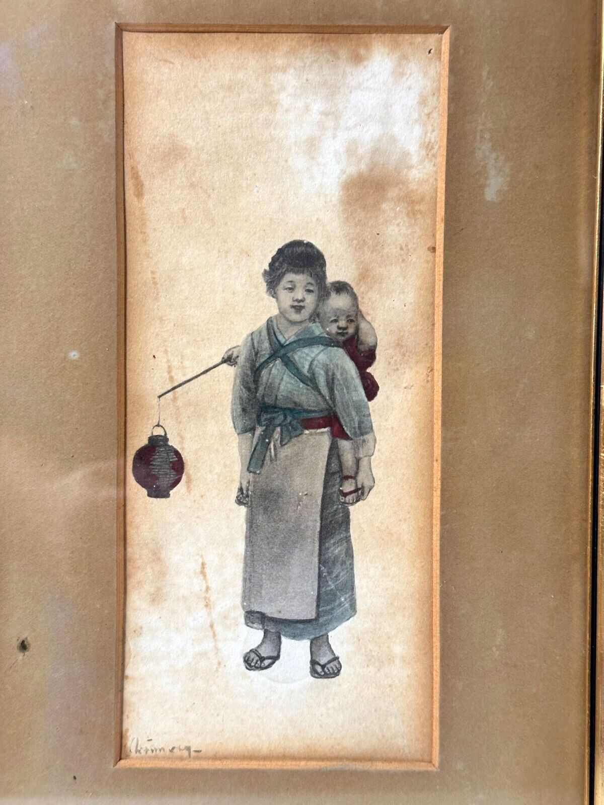 George Chinnery  1774 - 1852 - Chinesische Mutter mit Kind - Wasserfarben - RAR1