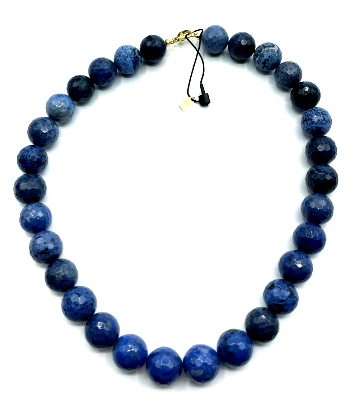 Prächtige Sodalith Kette Collier 375 Gold 9 K facettierte Kugeln L 46,5 cm neu0