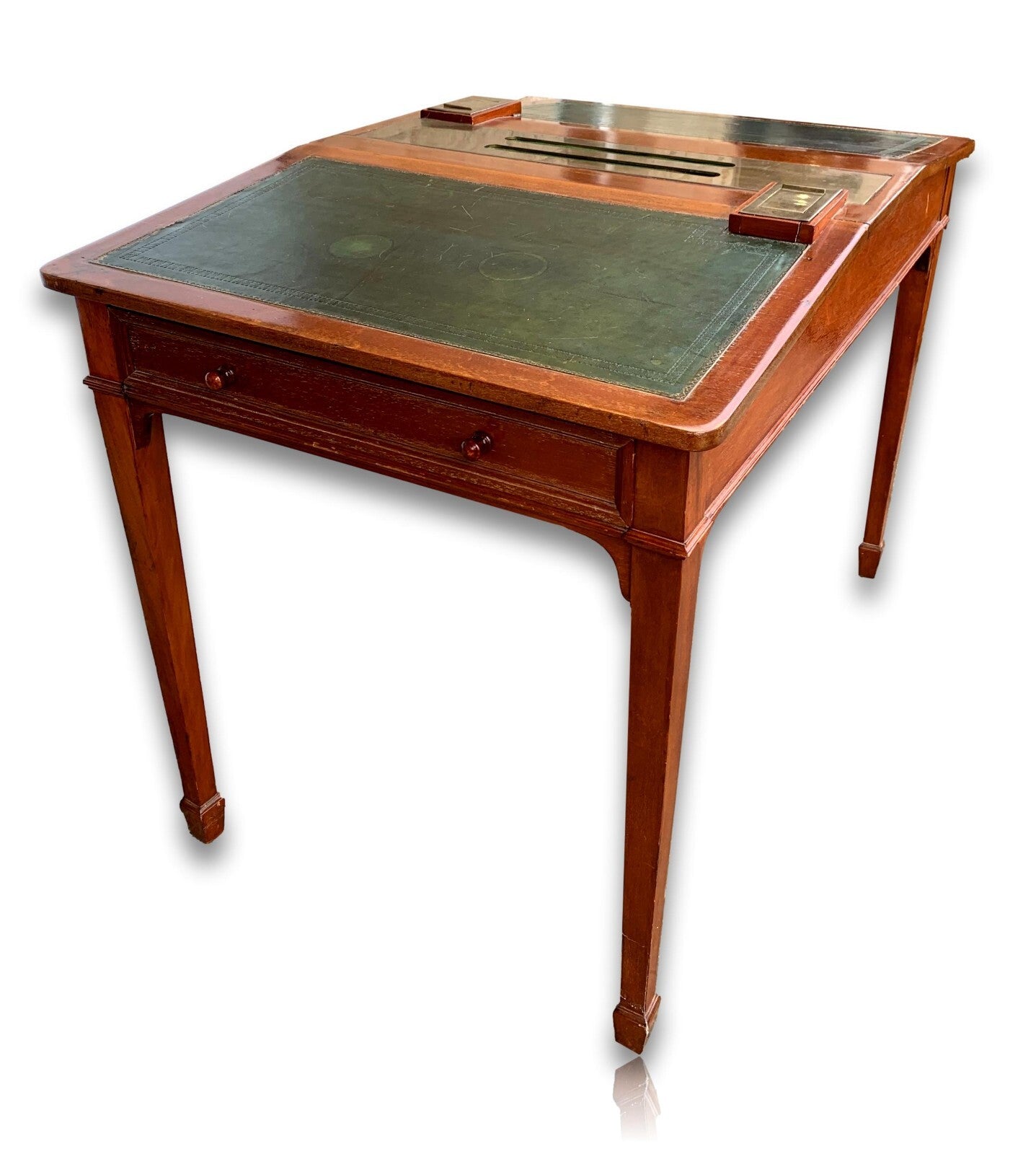 seltener Schreibtisch Doppel Sekretär - ca. 1890-1910 - Messing - Tintenfass3