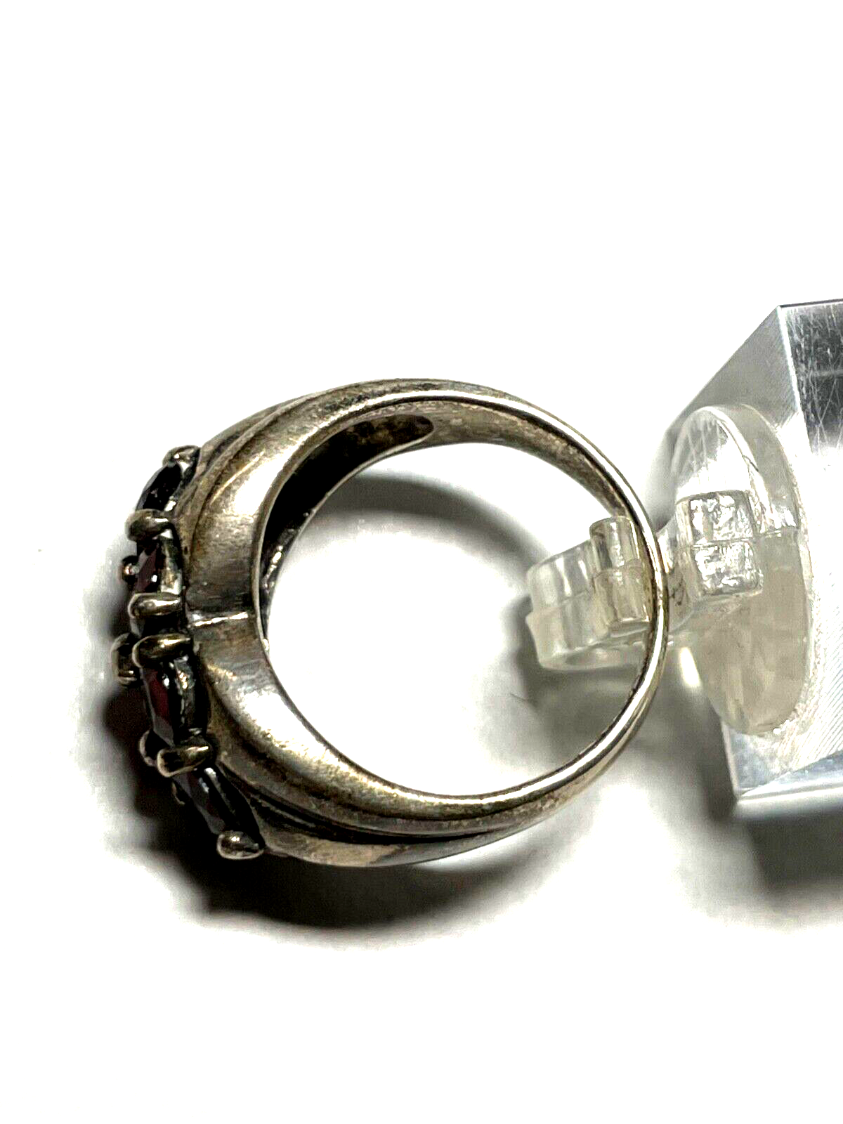 Solider 925 Silber Ring Silberring 6x Granat Handarbeit Ø 18 mm RG 57 gepflegt6