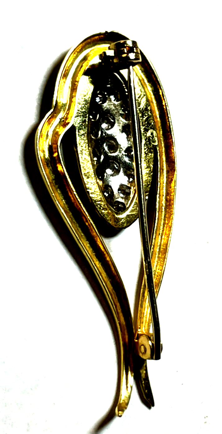 750 Gold 18 K Gold Brosche Anstecknadel Juwelier funkelnder weißer Topas Besatz4