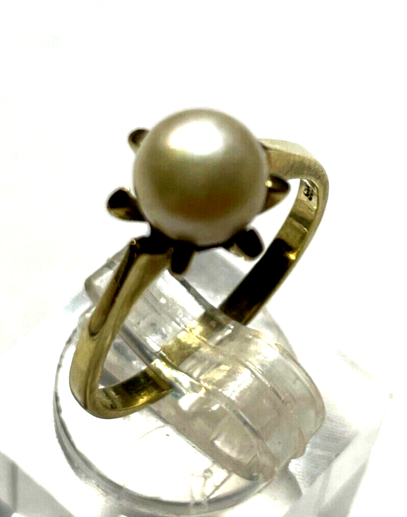 Solider Klassiker 585 Gold 14 K Ring RG 53 mit Akoya Perle Juwelier gepflegt1