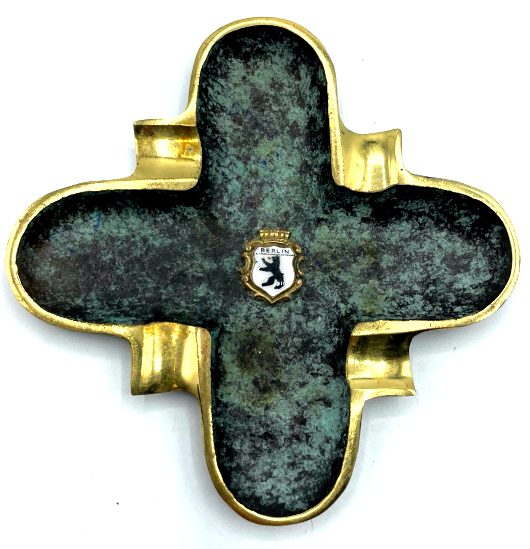 mid century Bronze Ascher Aschenbecher Berliner Bär Wappen Herrenzimmer Zigarre0