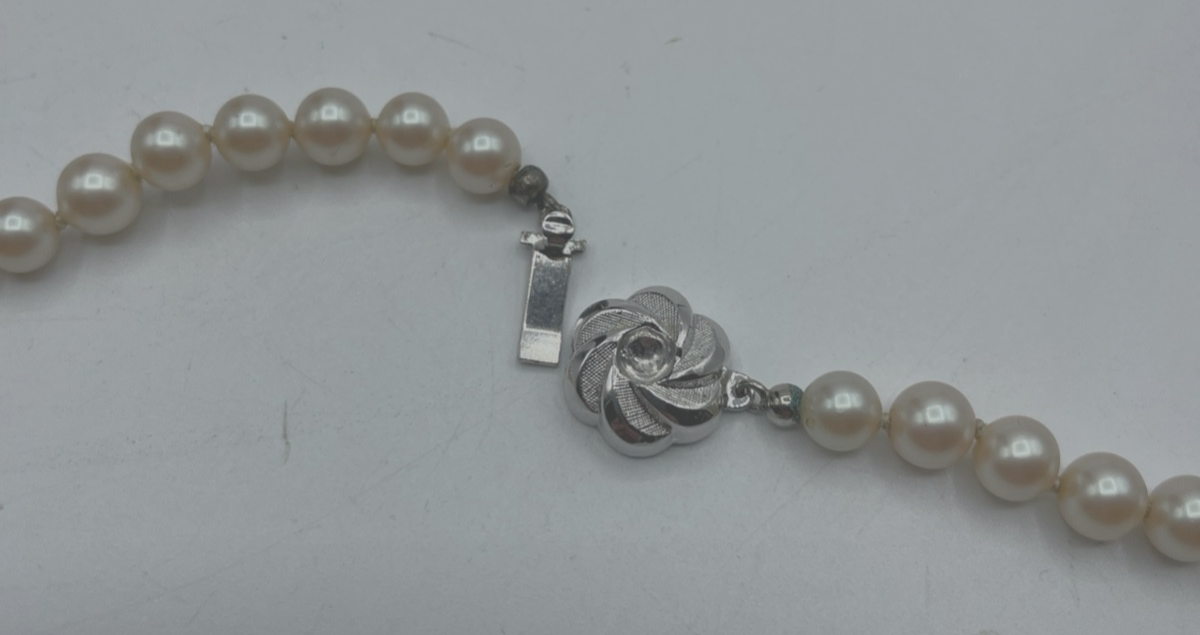 Vintage echte Zuchtperlen Kette Perlenkette 835 Silber Kastenschliesse geknüpft6
