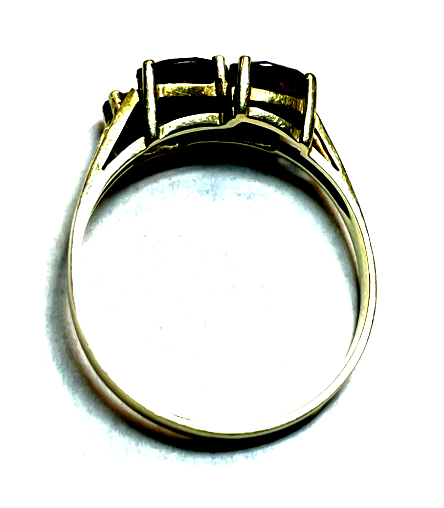 Vintage aparter 585 Gold 14 K Ring mit 4 x Amethyst elegant RG 56 Ø 18 mm7
