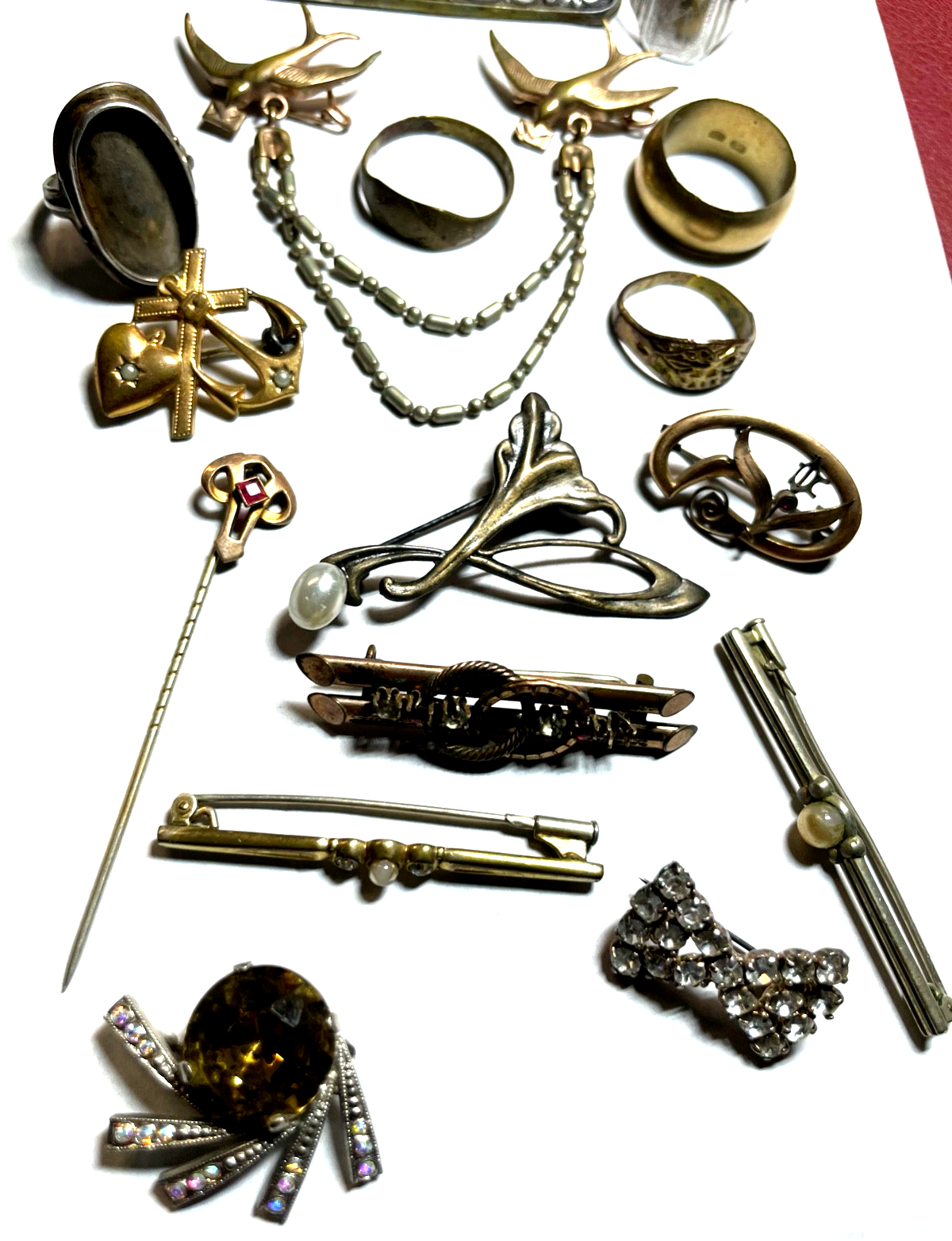 Alter Schmuck Antikschmuck Konvolut zum Basteln Ausschlachten Weiterverarbeiten3
