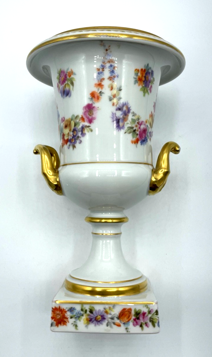 20er J Krautheim Porzellan Amphoren Vase attraktive Pokalvase handbemalt Gold8