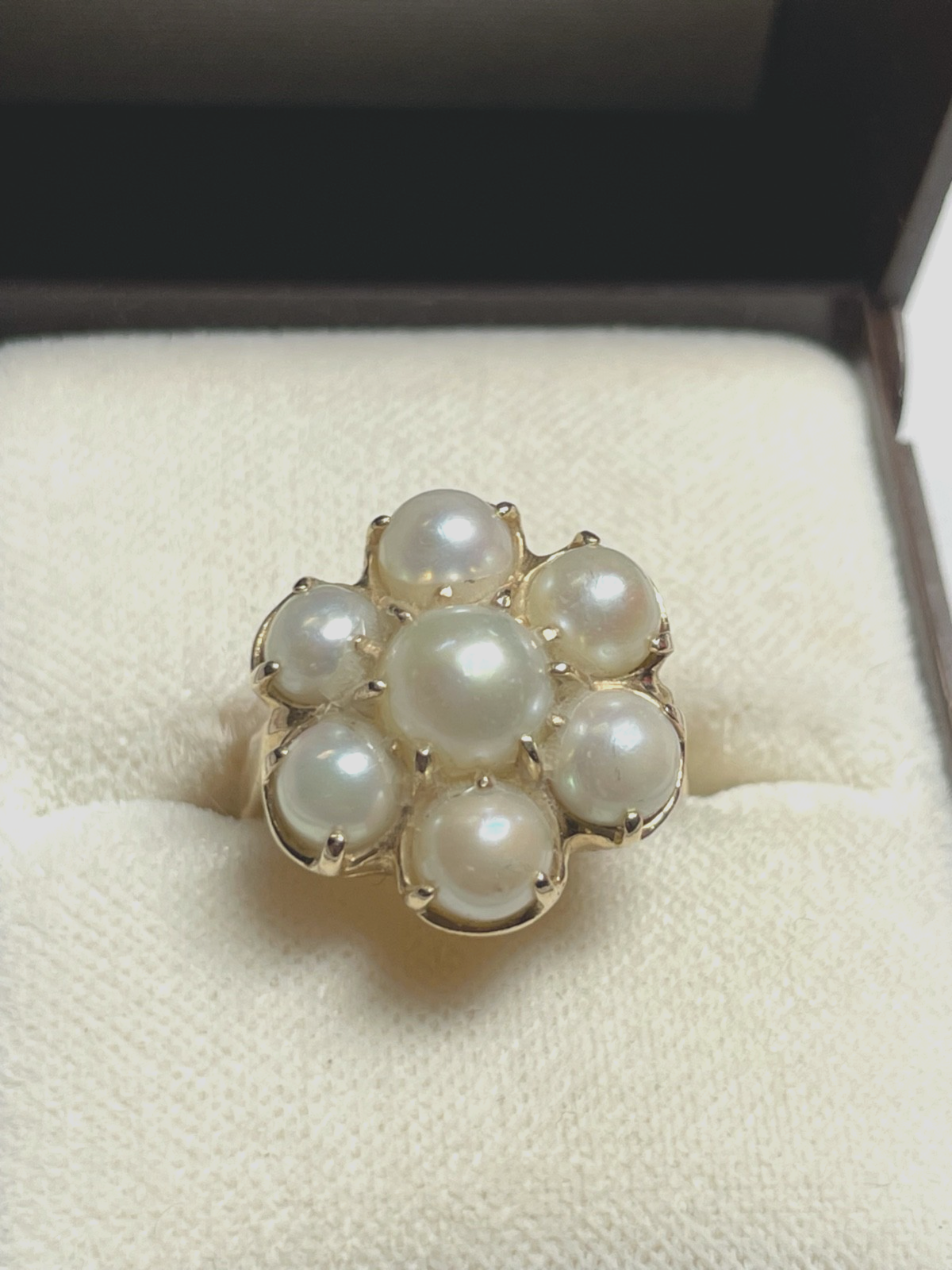 Antik 585 Gold 14 K Ring 7 Natur Perlen Ø 17,2 mm RG 54 solide Juwelier Qualität0