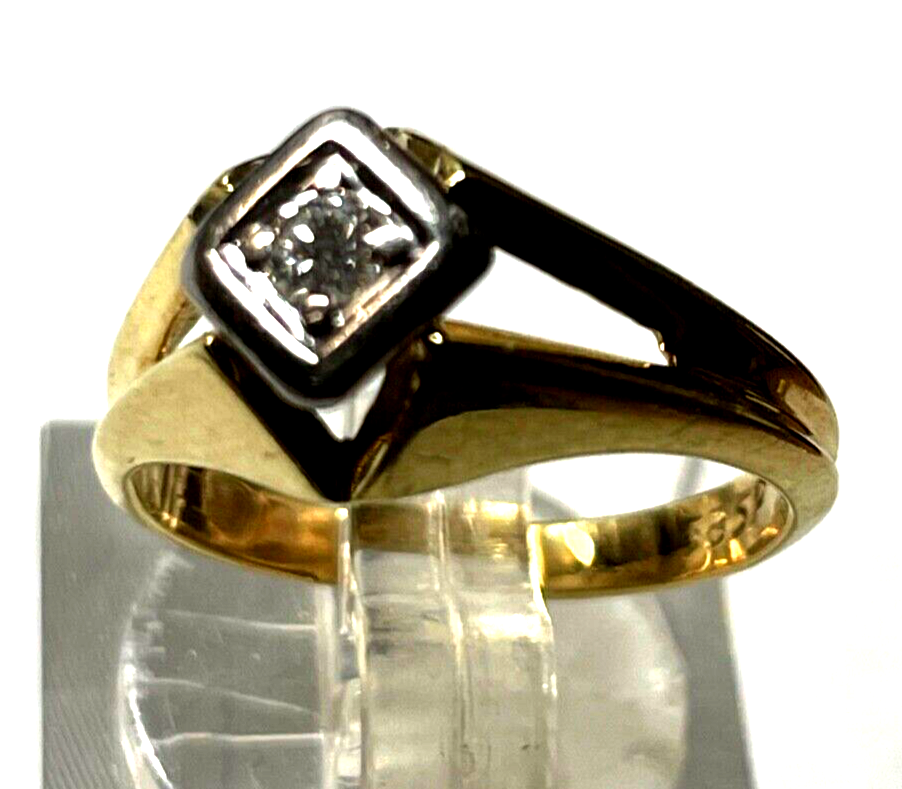Solider 585 Gold 14 K Ring Solitär Brillant 0,10 ct Ø 16 mm RG 51 Juwelier gepfl1