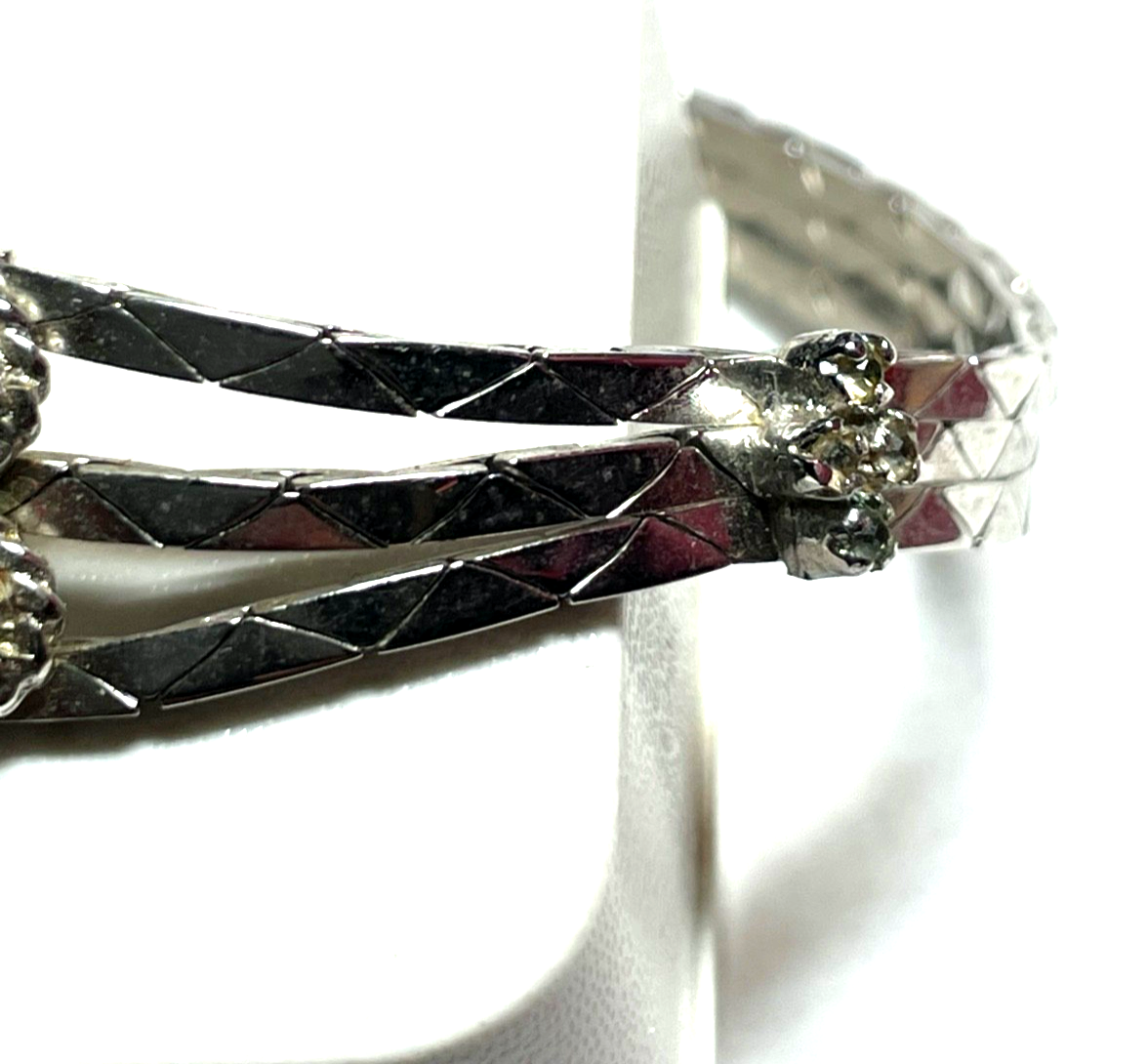 Vintage elegantes 800 Silber Armband mit 12 x Weißtopas L 19 cm B 15 mm17