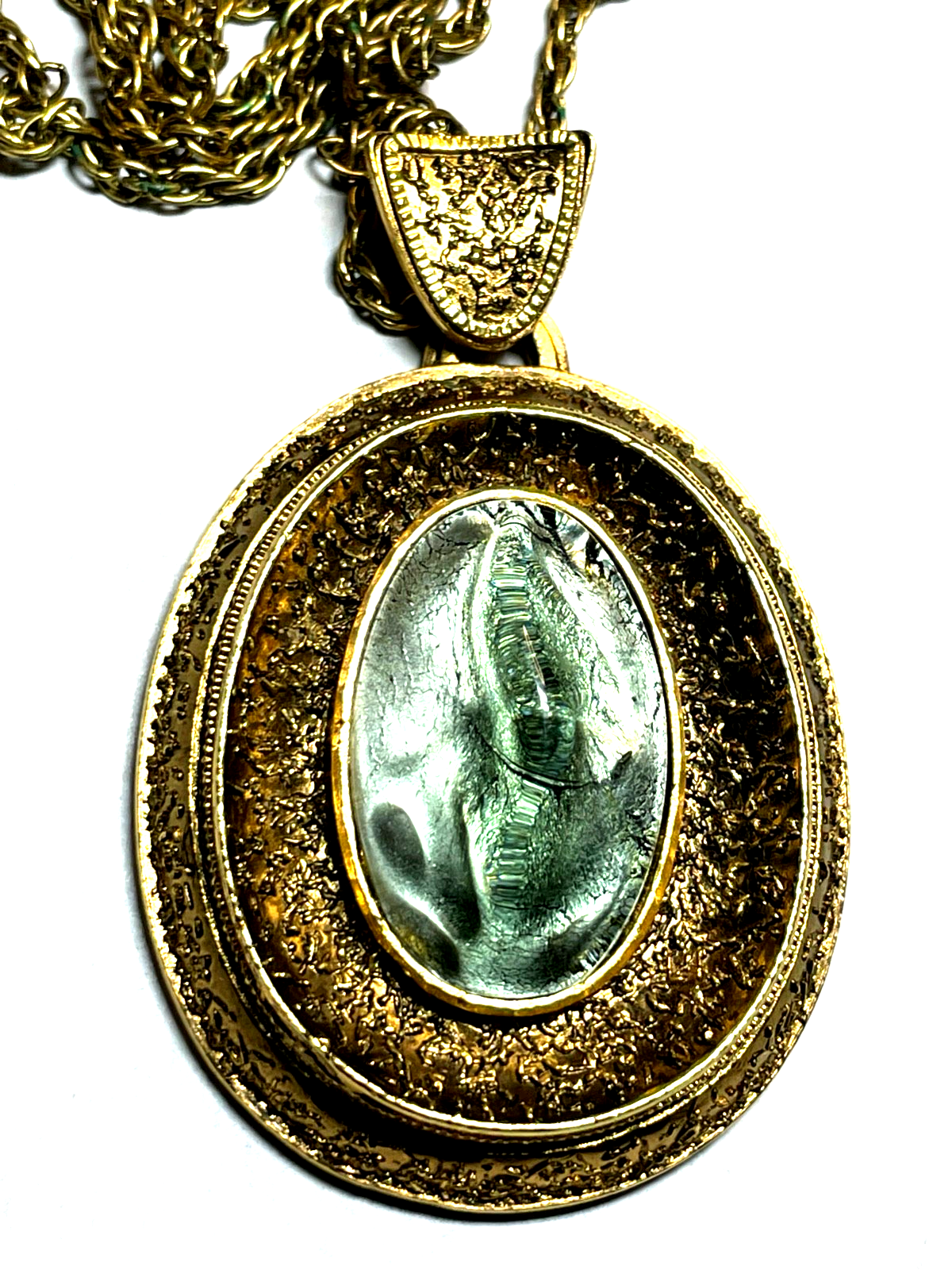 Mega Statement vintage Modeschmuck Kette + Anhänger Handarbeit top gepfl.0