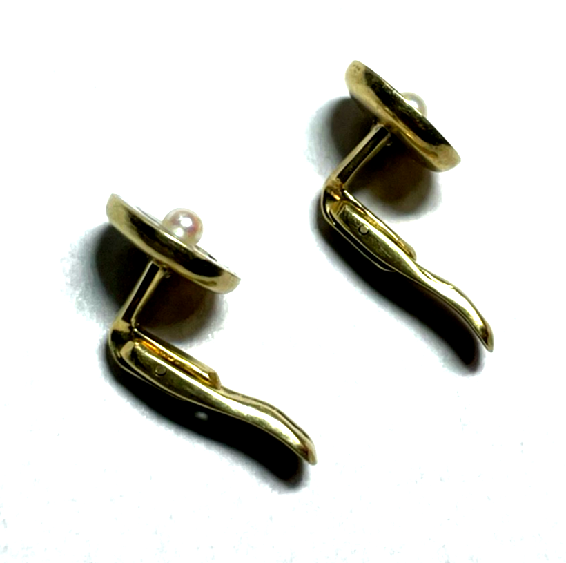 Antik 585 Gold 14K Frackknöpfe Hemdknöpfe Emaille Naturperle 1920 Juwelier gepfl3